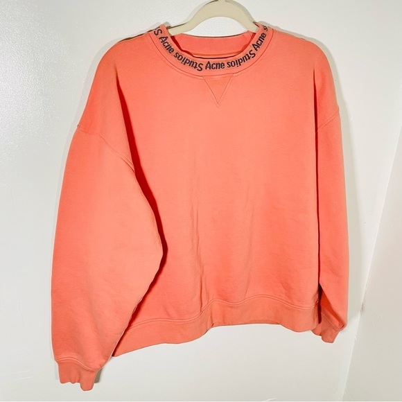 Acne Studios Yana Rib Pullover Sweatshirt Pink Barbiecore Athleisure Loungewear - Picture 9 of 9
